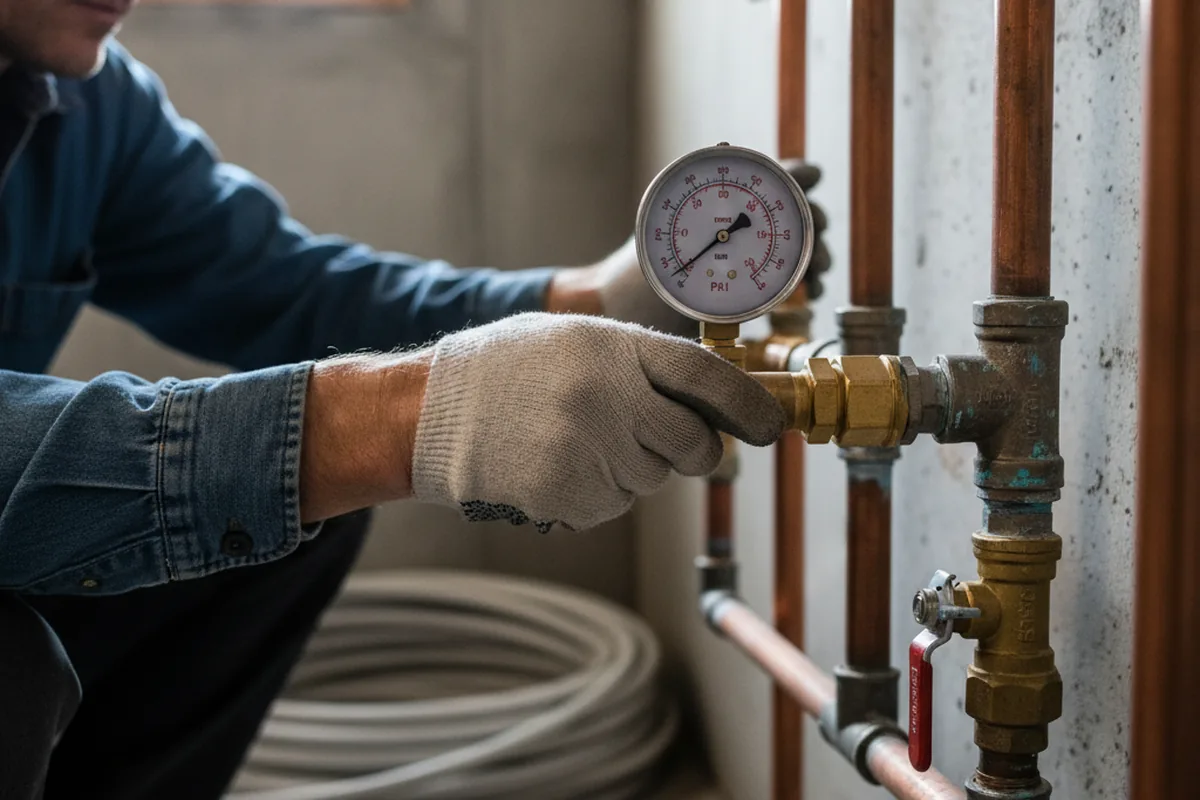 Pressure testing a repaired line during Water Line Repair in Mechanicville